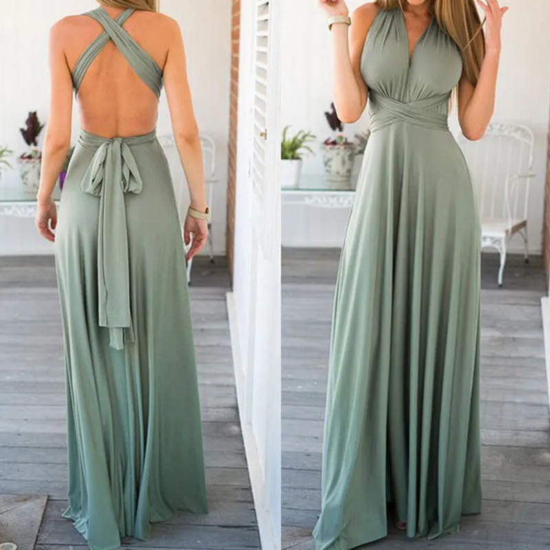 15 Multi wear wrap couture maxi boho fashion dress
