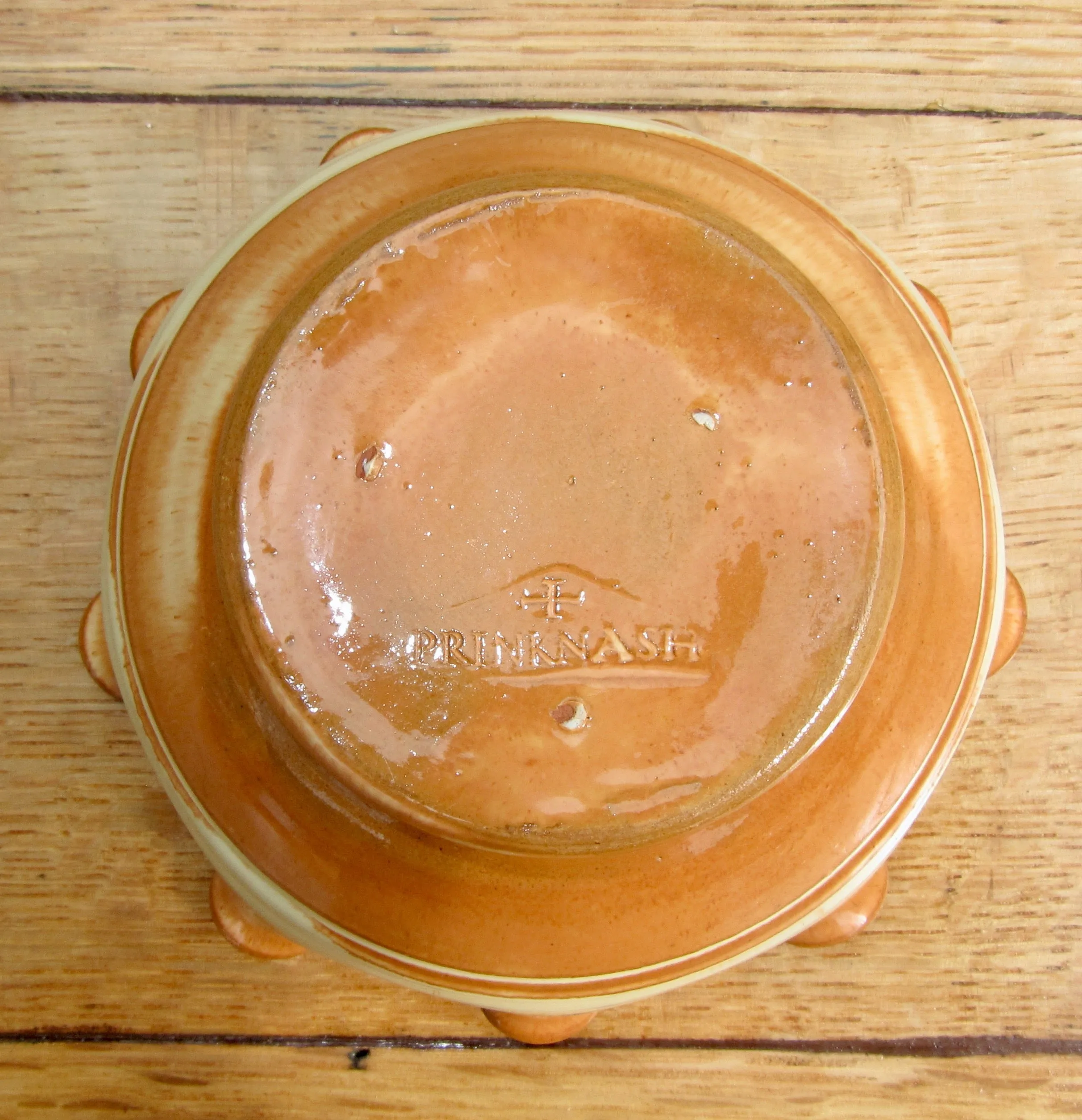 1950s Prinknash Abbey Pottery Fluted Brown and Cream Bowl