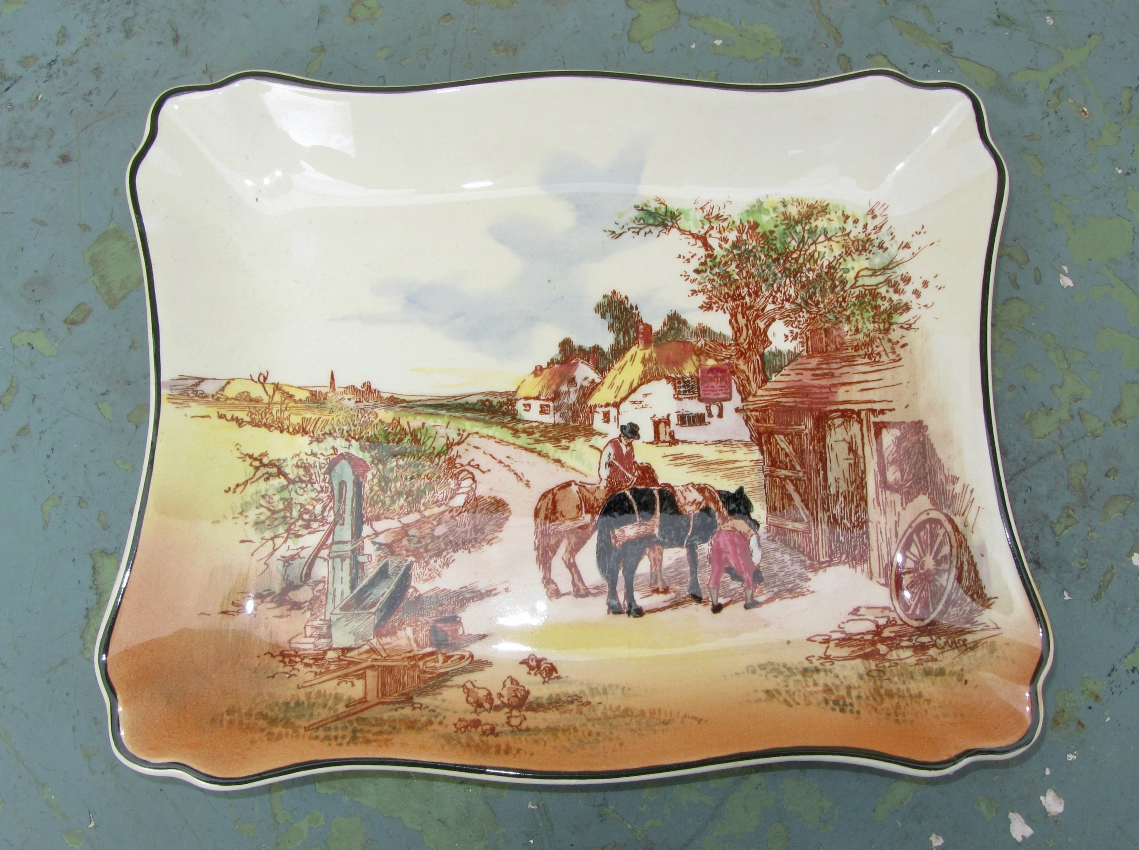 1952 Royal Doulton Rustic England Rectangular Scalloped Sandwich Dish D6297