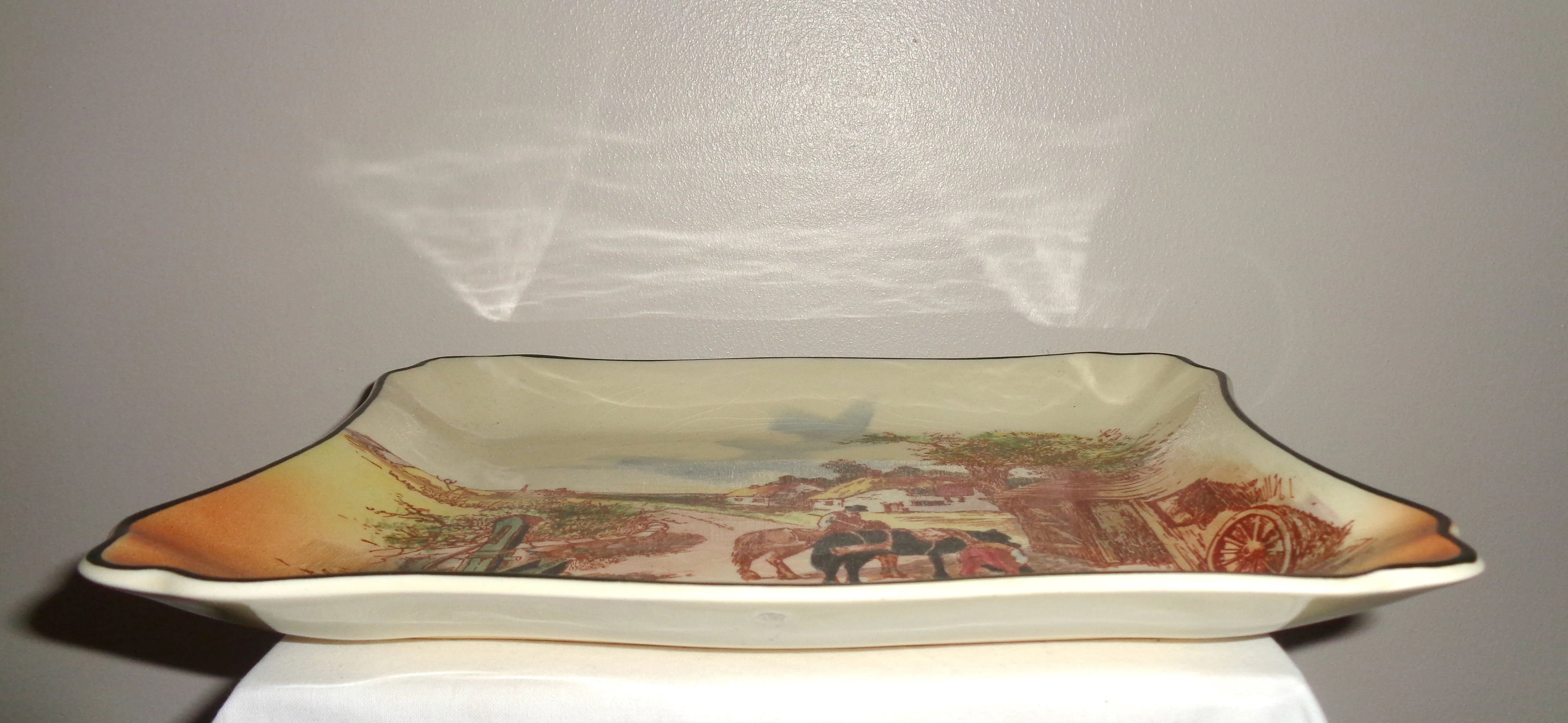 1952 Royal Doulton Rustic England Rectangular Scalloped Sandwich Dish D6297