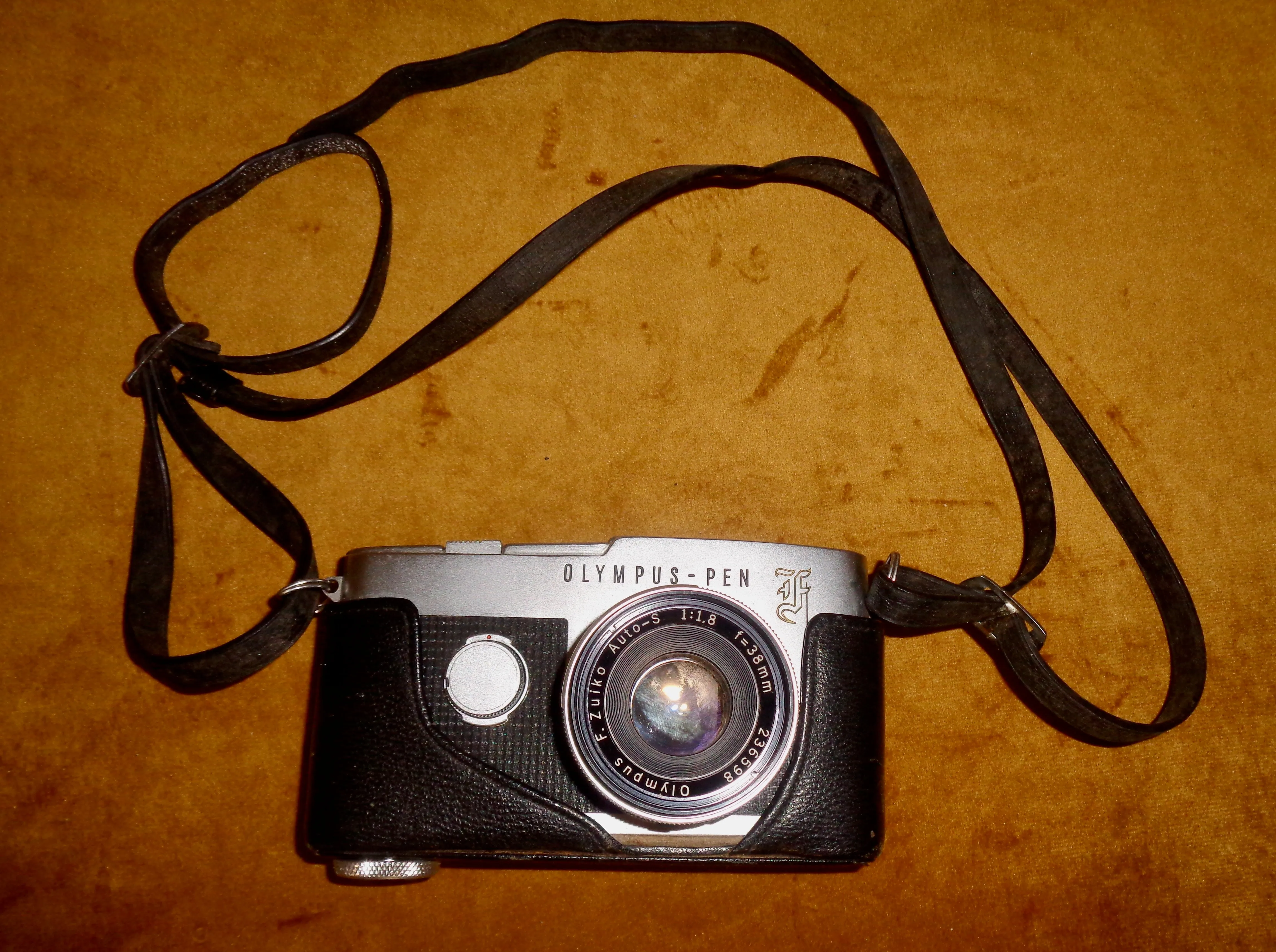 1960s Olympus PenF 35mm SLR Half Frame Camera With F Zuiko Auto-S f1.8 38mm Lens