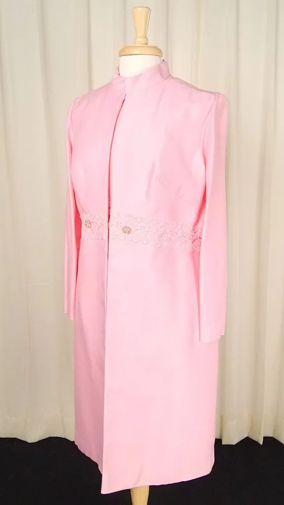 1960s pink Shift w Coat Dress