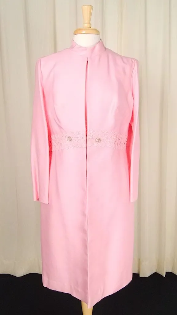 1960s pink Shift w Coat Dress