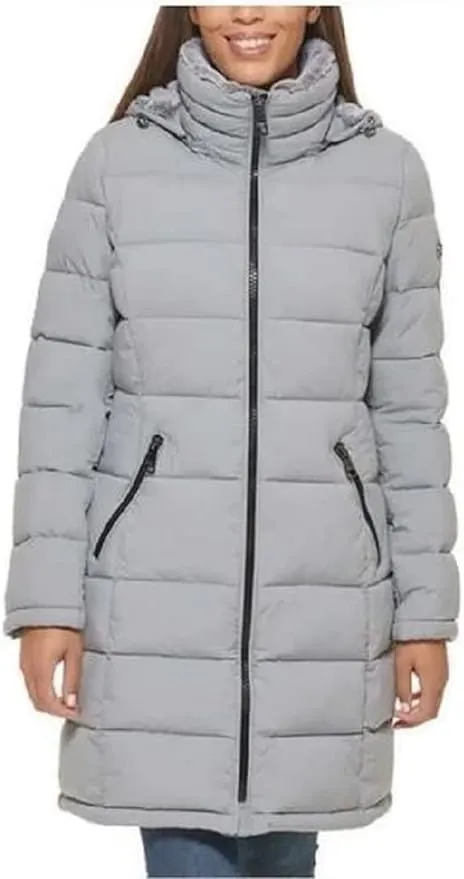 Andrew Marc Ladies' Long Stretch Parka Coat Fur Lined Hood Jacket