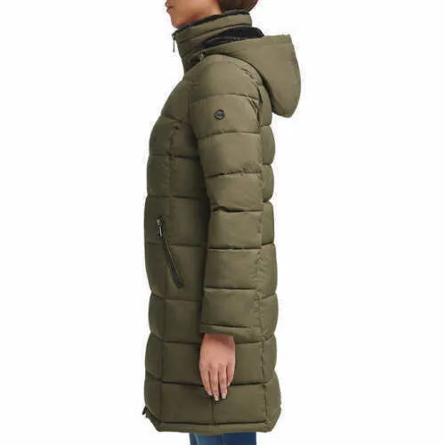Andrew Marc Ladies' Long Stretch Parka Coat Fur Lined Hood Jacket