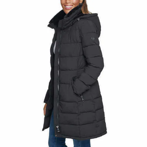 Andrew Marc Ladies' Long Stretch Parka Coat Fur Lined Hood Jacket