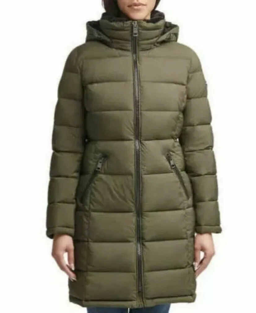 Andrew Marc Ladies' Long Stretch Parka Coat Fur Lined Hood Jacket