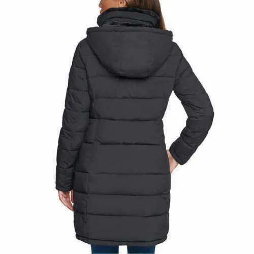 Andrew Marc Ladies' Long Stretch Parka Coat Fur Lined Hood Jacket