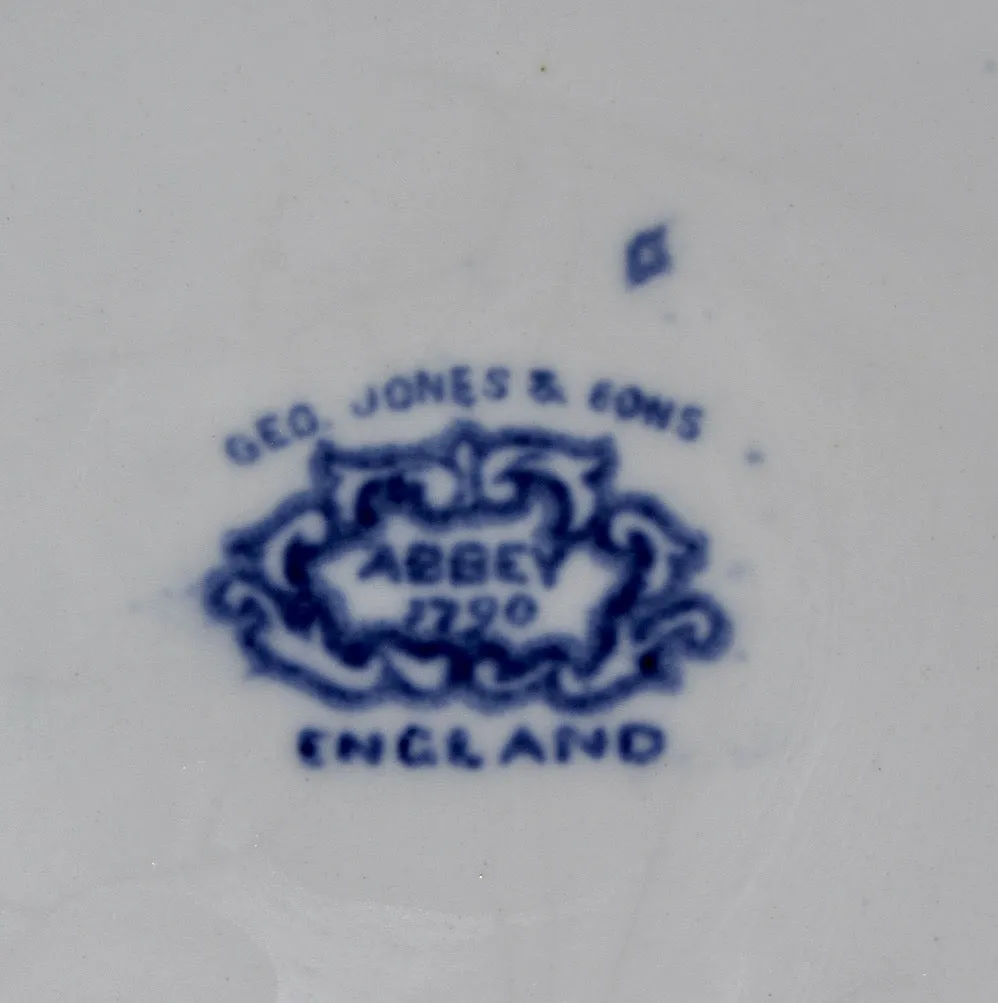 Antique George Jones Abbey Ware Blue And White Pottery Bowl