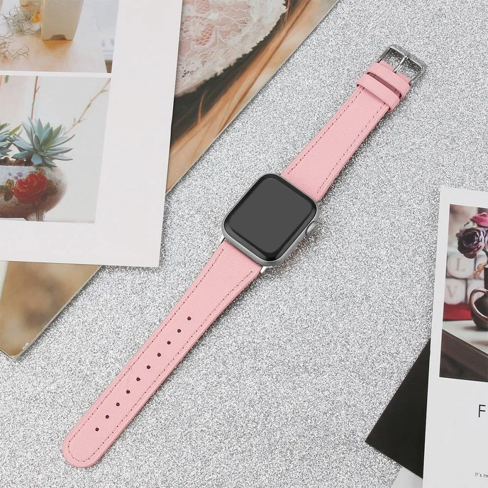 Apple Watch (45mm) top layer cowhide genuine leather watch strap - Pink