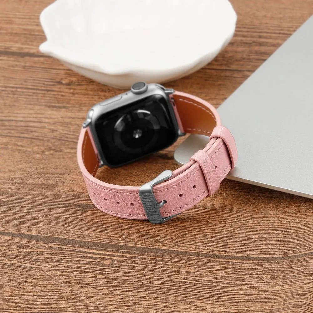 Apple Watch (45mm) top layer cowhide genuine leather watch strap - Pink