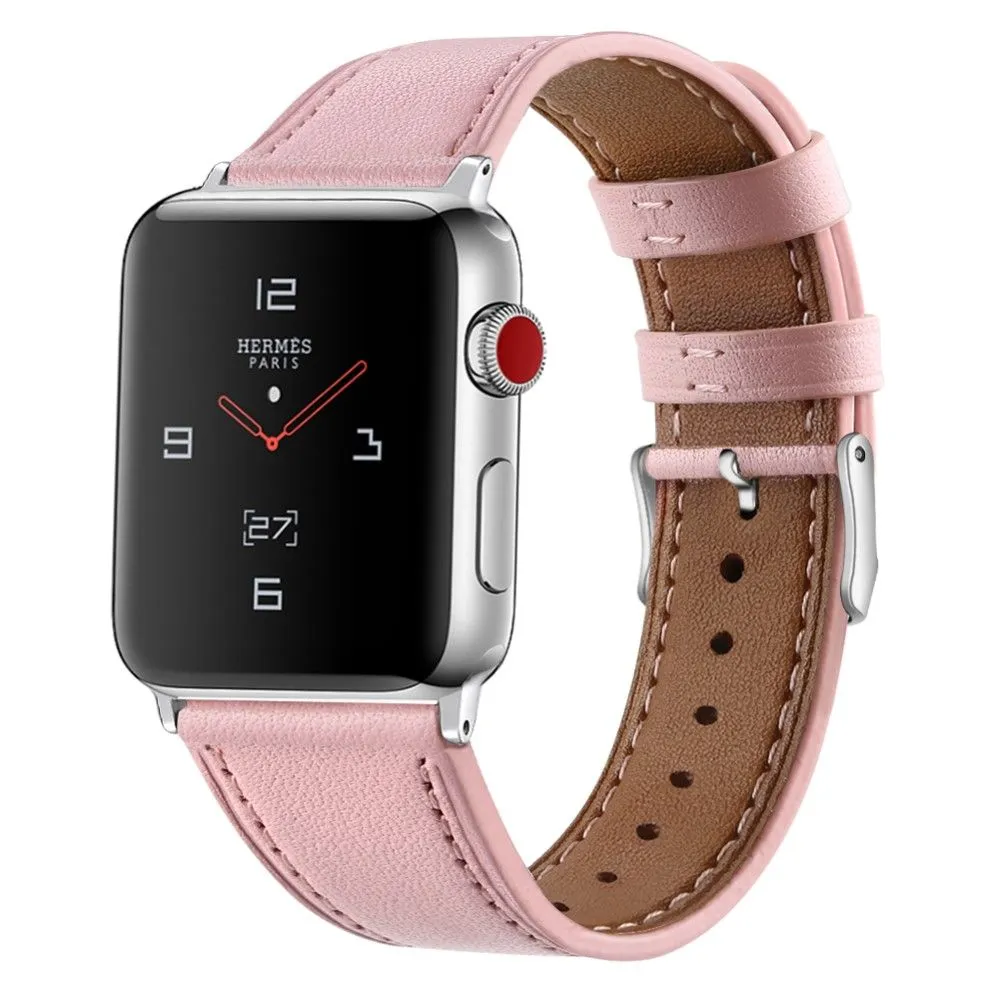 Apple Watch (45mm) top layer cowhide genuine leather watch strap - Pink