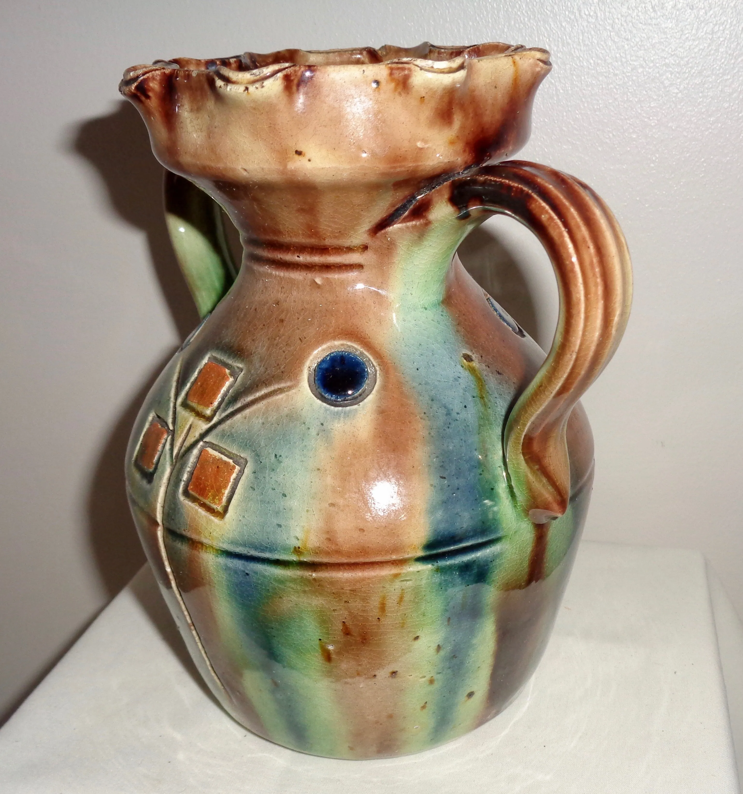 Art Nouveau Ruskin Style Dripware Two Handled Vase