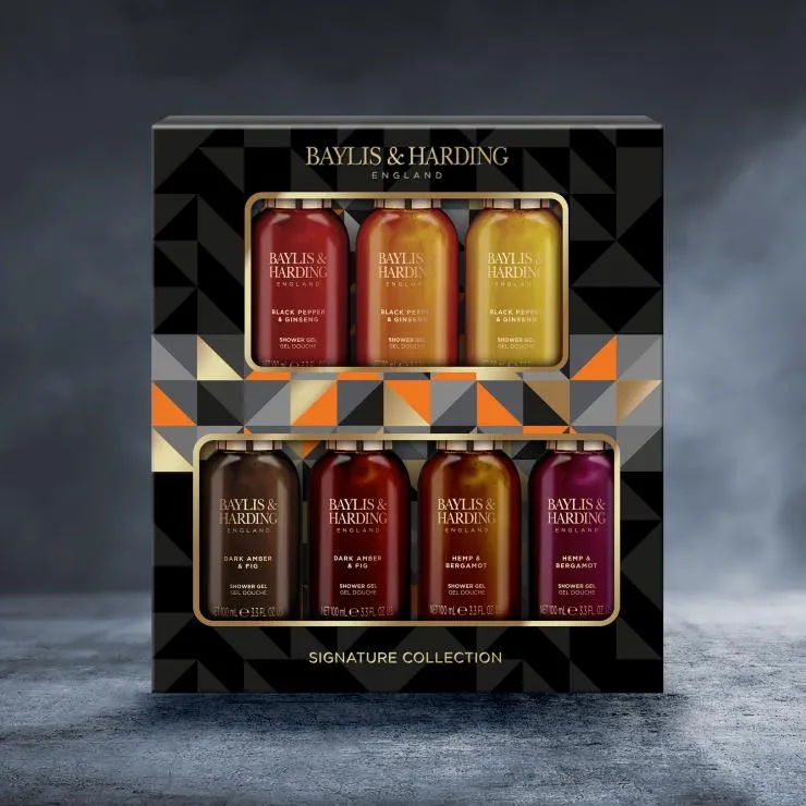 Baylis & Harding Black Pepper & Ginseng Men's Luxury 7 Days Showering Essentials Gift Set - Vegan Friendly