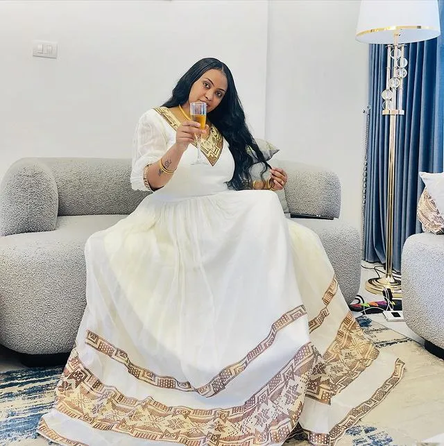Beautiful Brown Design Habesha Dress Modern Ethiopian Dress Habesha Kemis Design