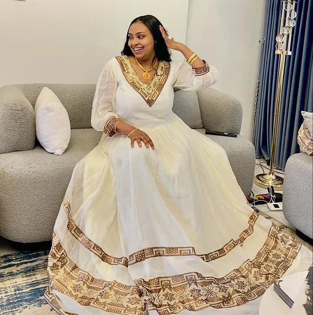 Beautiful Brown Design Habesha Dress Modern Ethiopian Dress Habesha Kemis Design