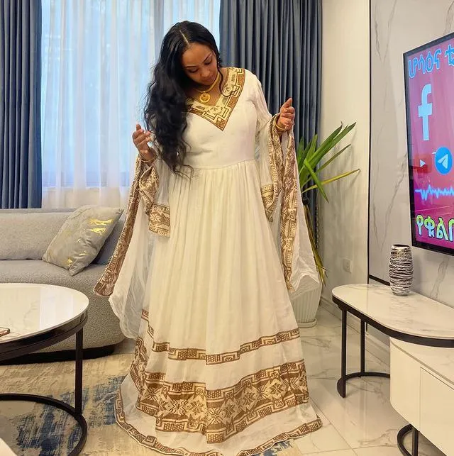 Beautiful Brown Design Habesha Dress Modern Ethiopian Dress Habesha Kemis Design