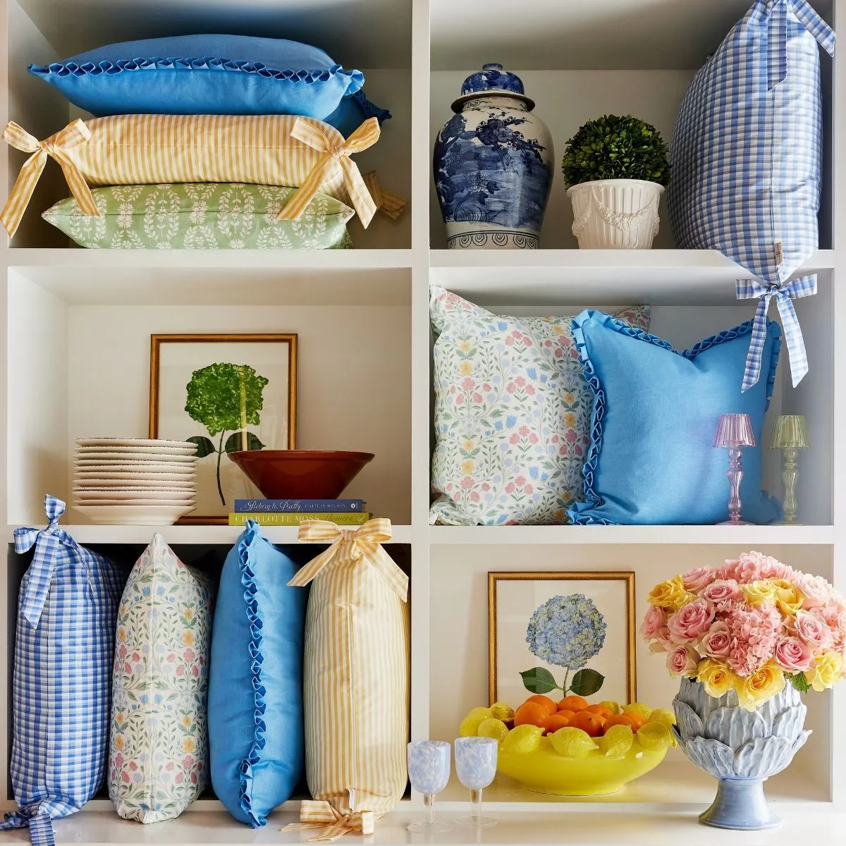 Beth Box Pleat Pillow in Cornflower