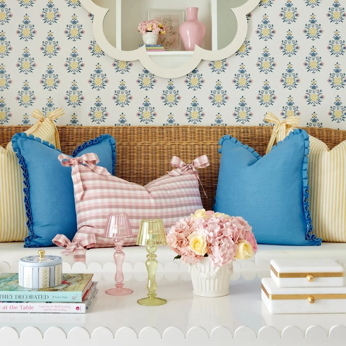 Beth Box Pleat Pillow in Cornflower