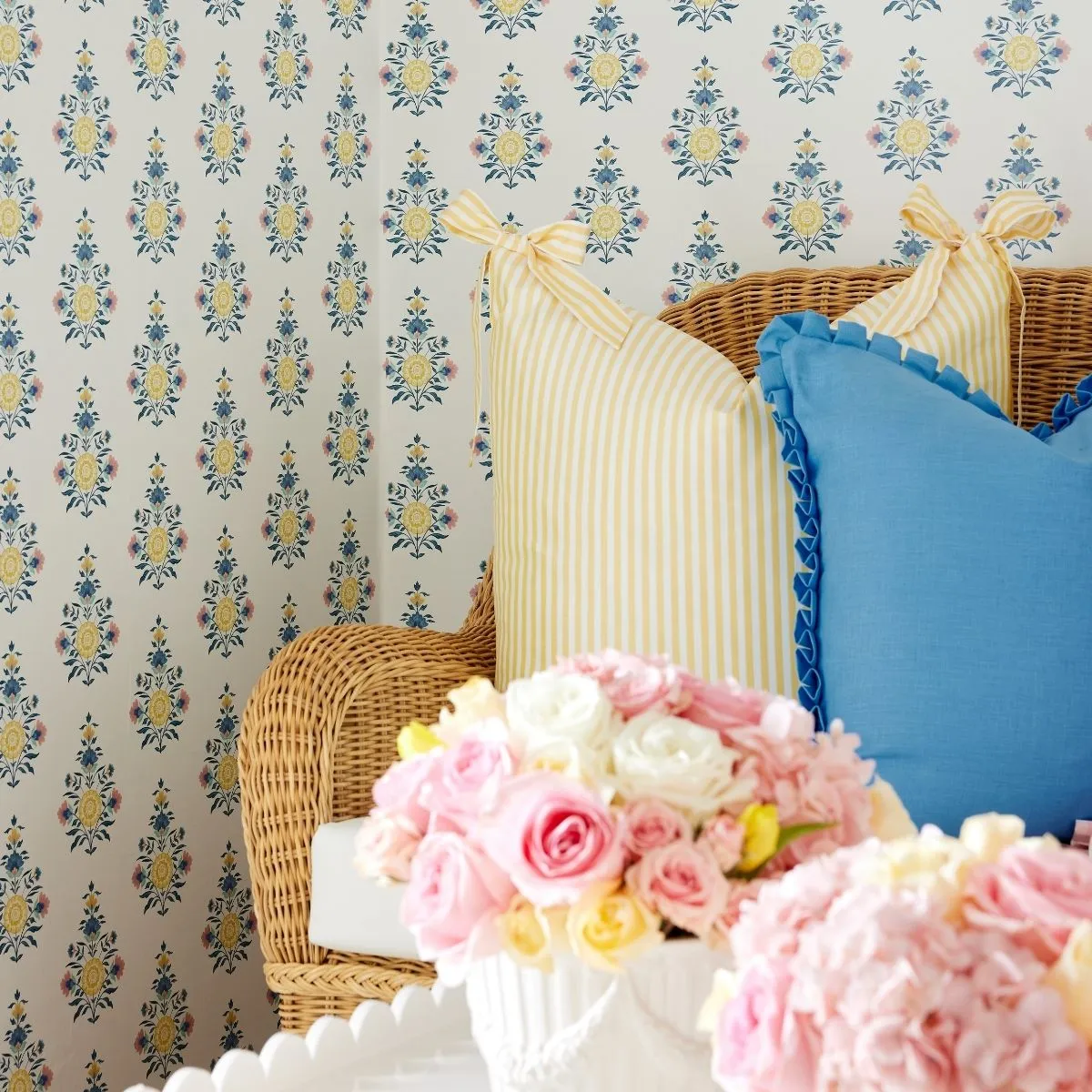 Beth Box Pleat Pillow in Cornflower