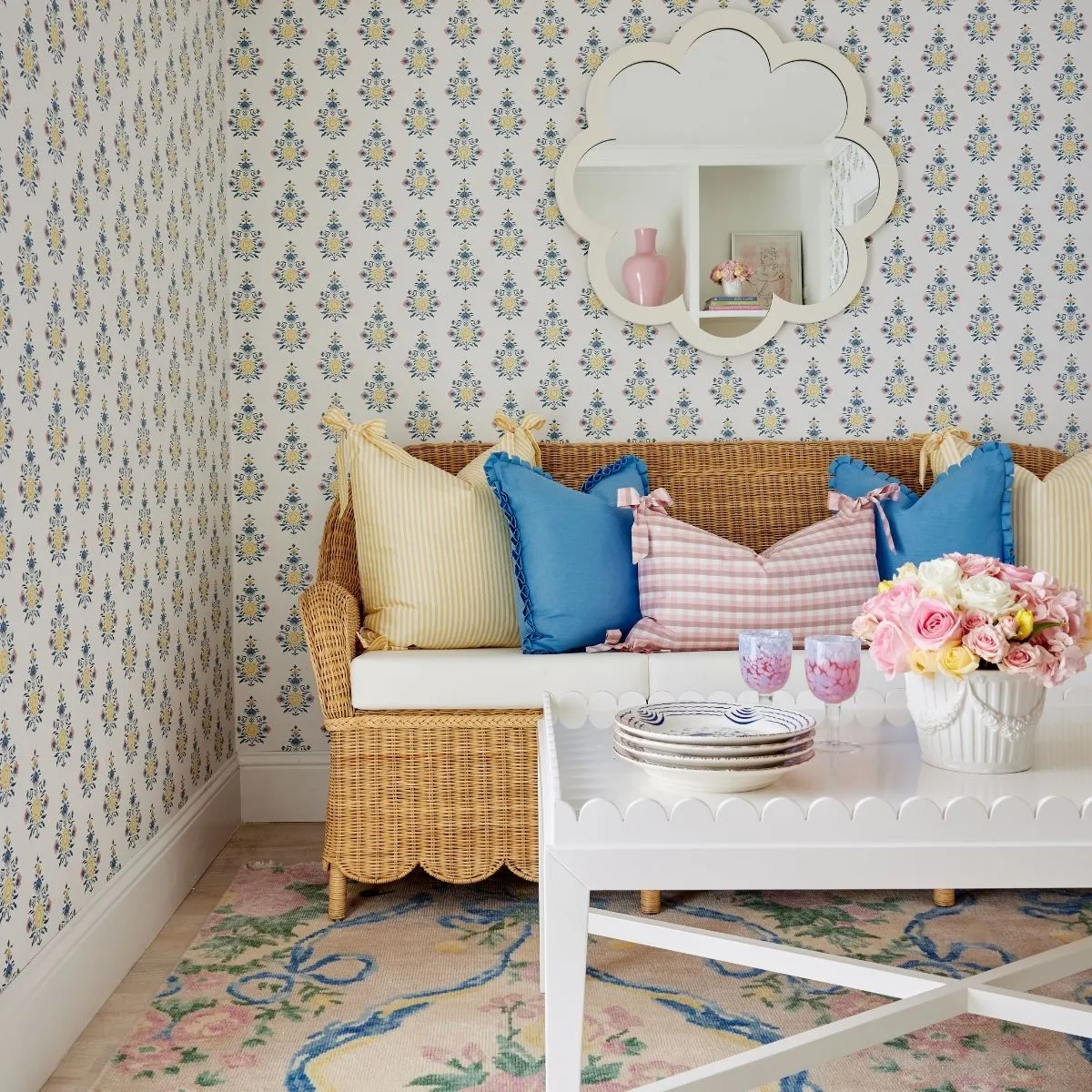 Beth Box Pleat Pillow in Cornflower