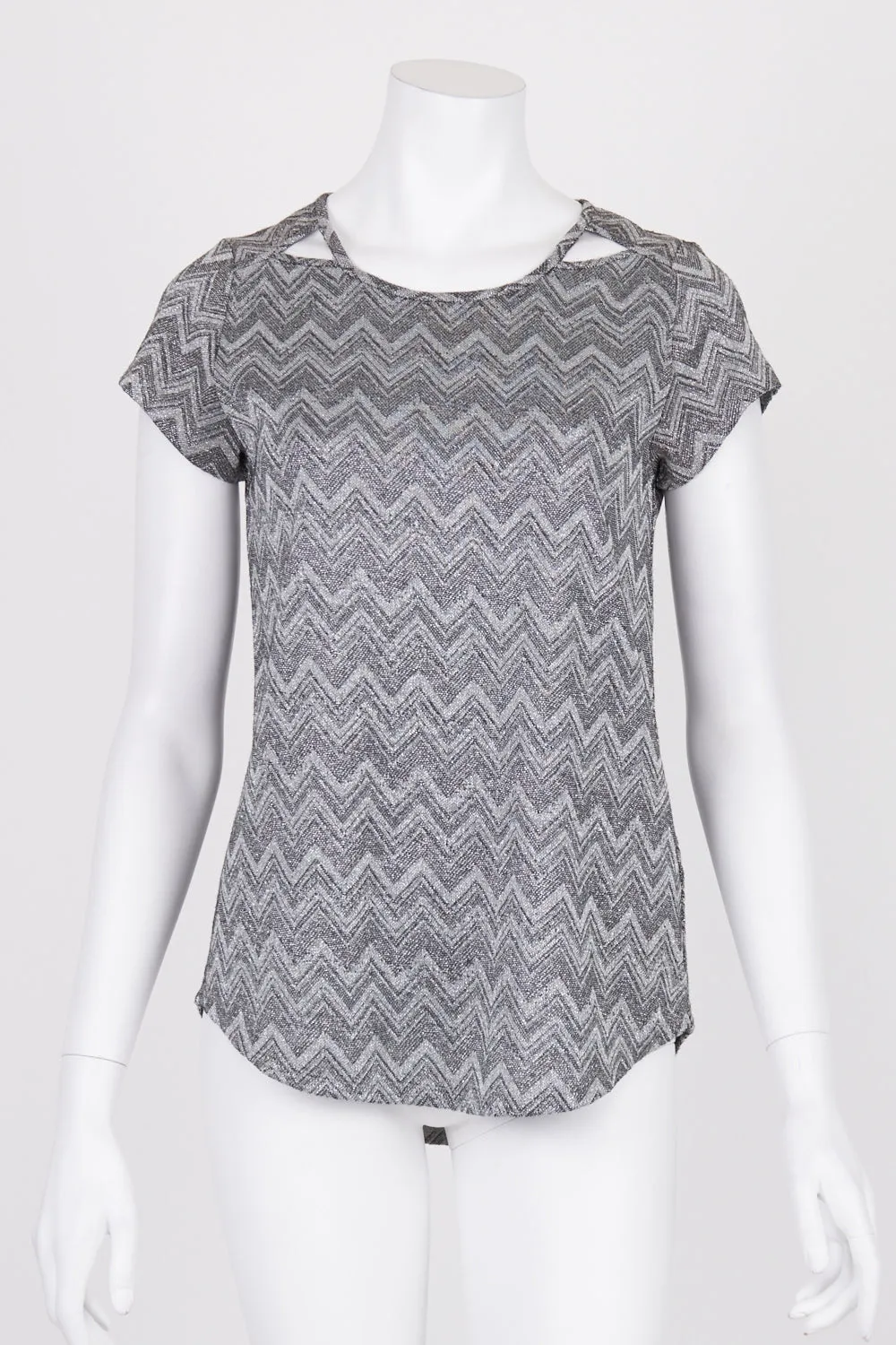 Bettina Liano Silver Patterned Metallic Top 6