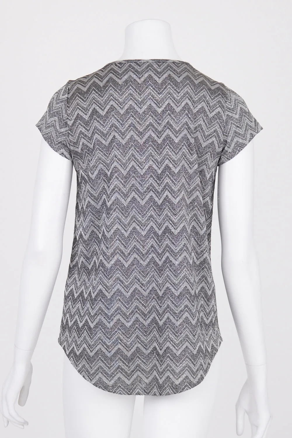 Bettina Liano Silver Patterned Metallic Top 6