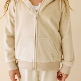 Bisque Velour Zip Hoodie