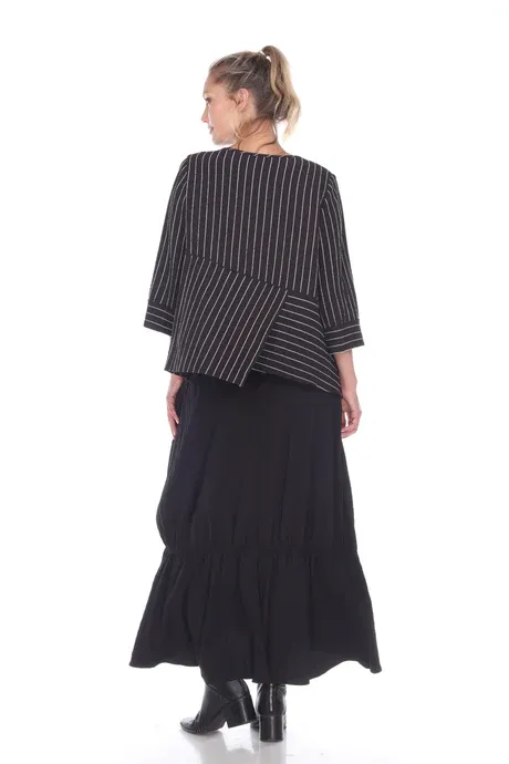 Black and White Stripe 3/4 Sleeve Tunic