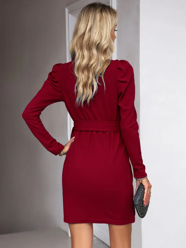 Boho Career Women's Long Sleeved Wrap Dress