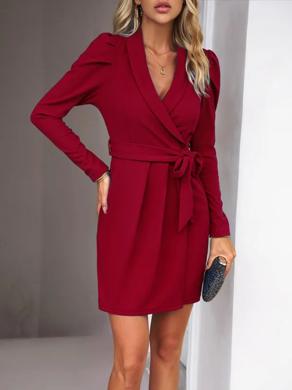Boho Career Women's Long Sleeved Wrap Dress
