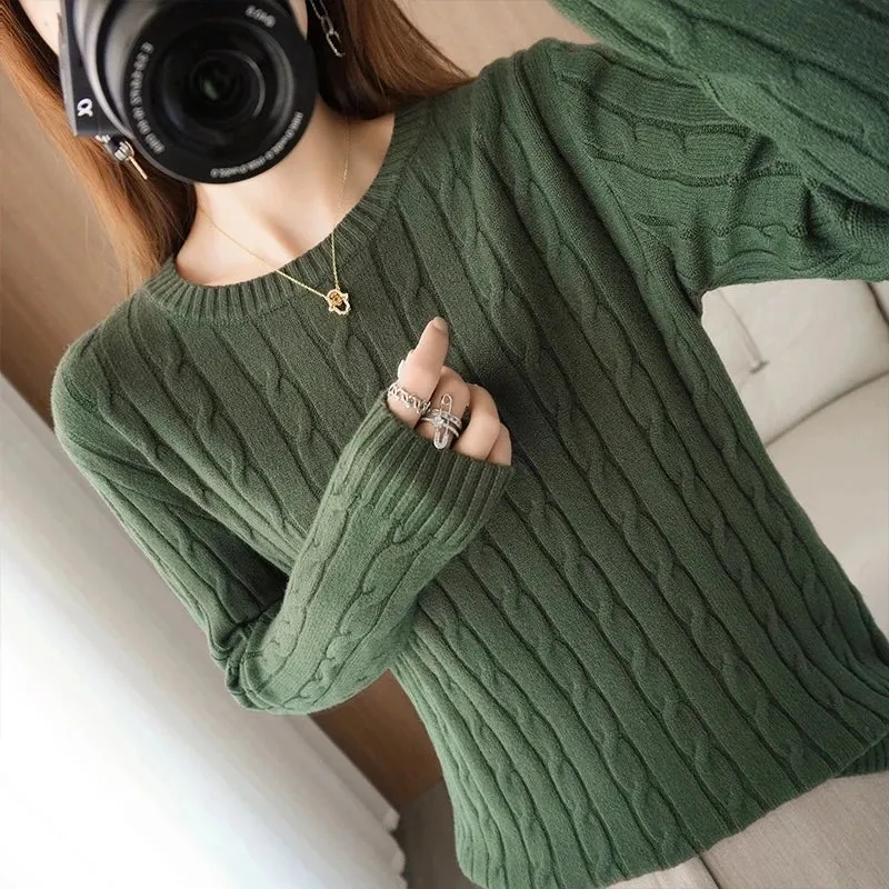 Bonnyshow Women Spring Fall Pullovers Navy Sweaters Long Sleeve V Neck Cable Knit New In Crop Tops Knitwears for Slim Girls