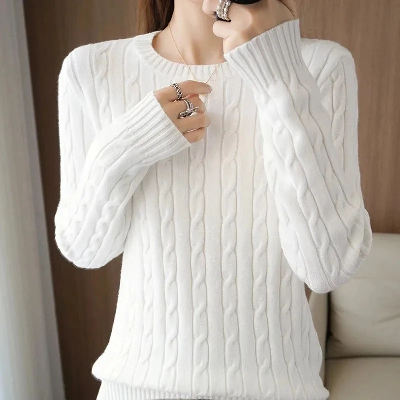 Bonnyshow Women Spring Fall Pullovers Navy Sweaters Long Sleeve V Neck Cable Knit New In Crop Tops Knitwears for Slim Girls