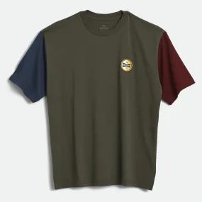 BRIXTON PATRON S/S KNIT TOP PINE/WASHED NAVY/DARK BURGUNDY