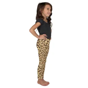 Brown Leopard Kids Tights, Animal Print Cute Kid's Leggings Fitness Pants - Made in USA/ EU