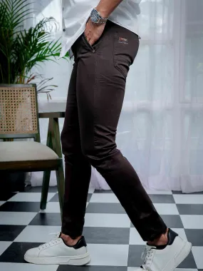 Brown Stretch Cotton Chinos