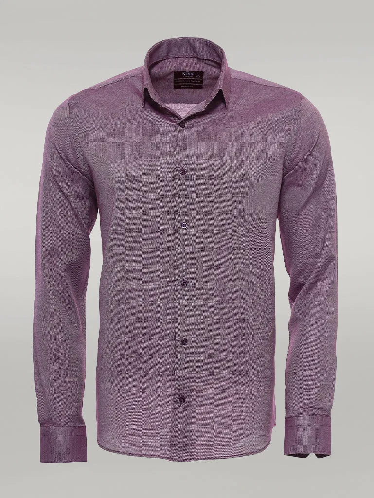 Burgundy Patterned Long Sleeve Shirt - Wessi