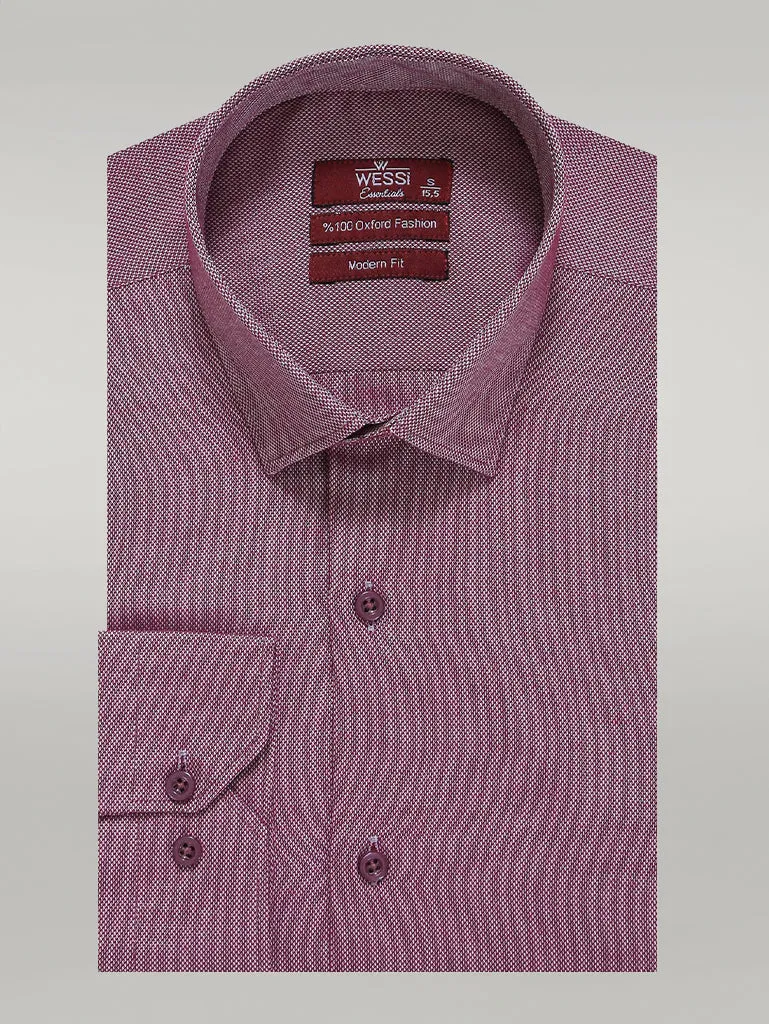 Burgundy Patterned Long Sleeve Shirt - Wessi