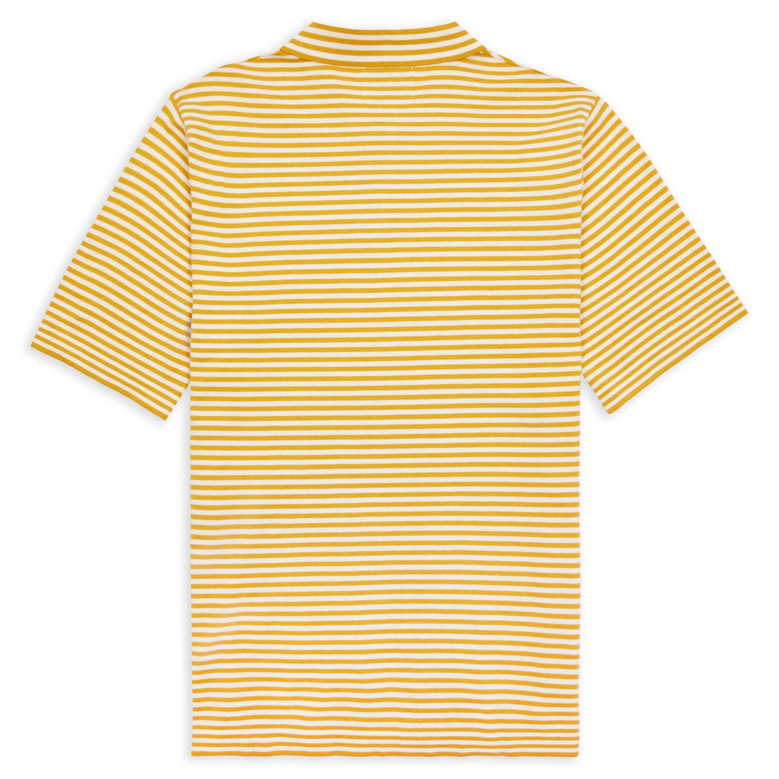 Cashmere Short Sleeve Polo - Stripe Mustard