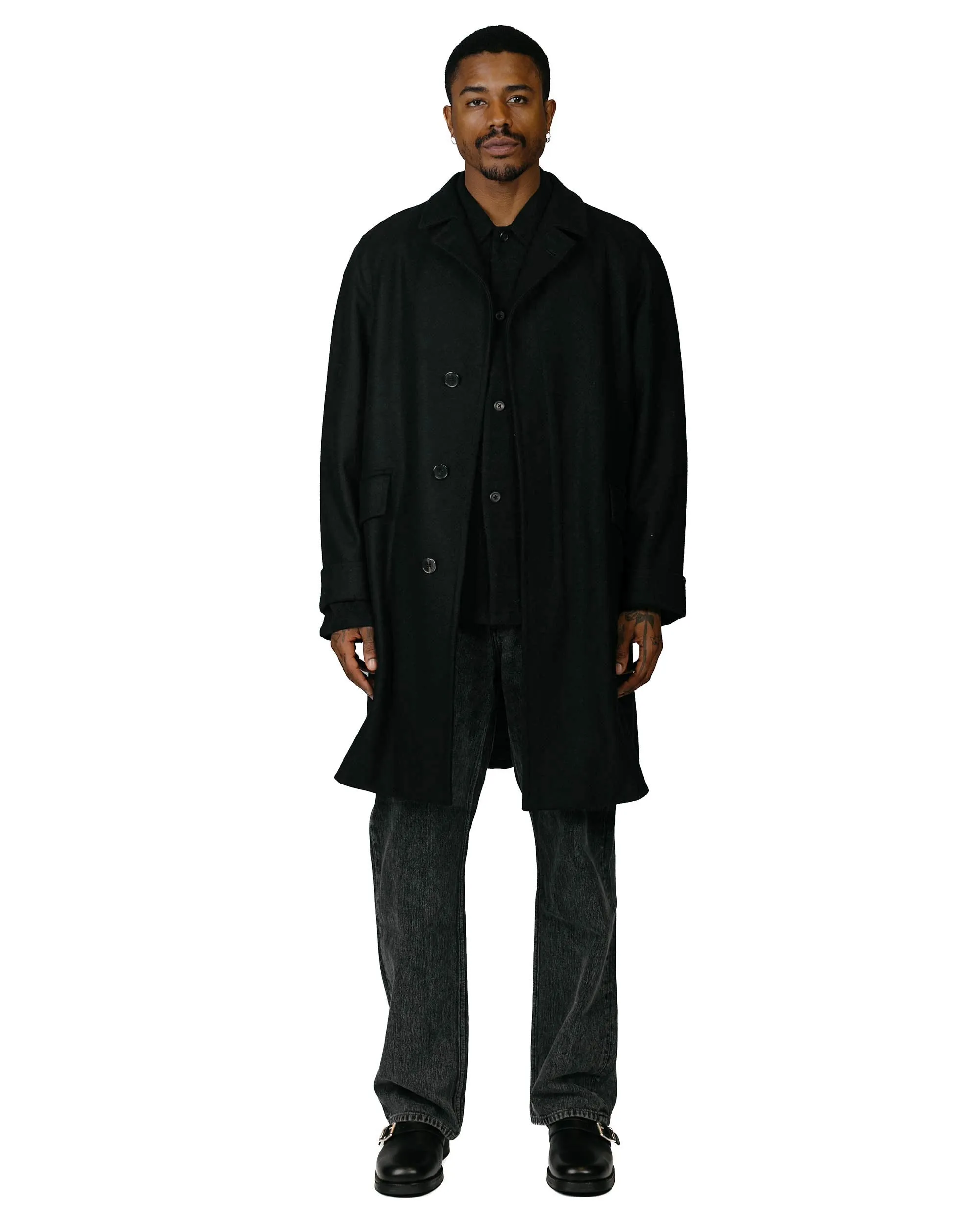 Cohérence Corb Melton Jersey Over Coat Black
