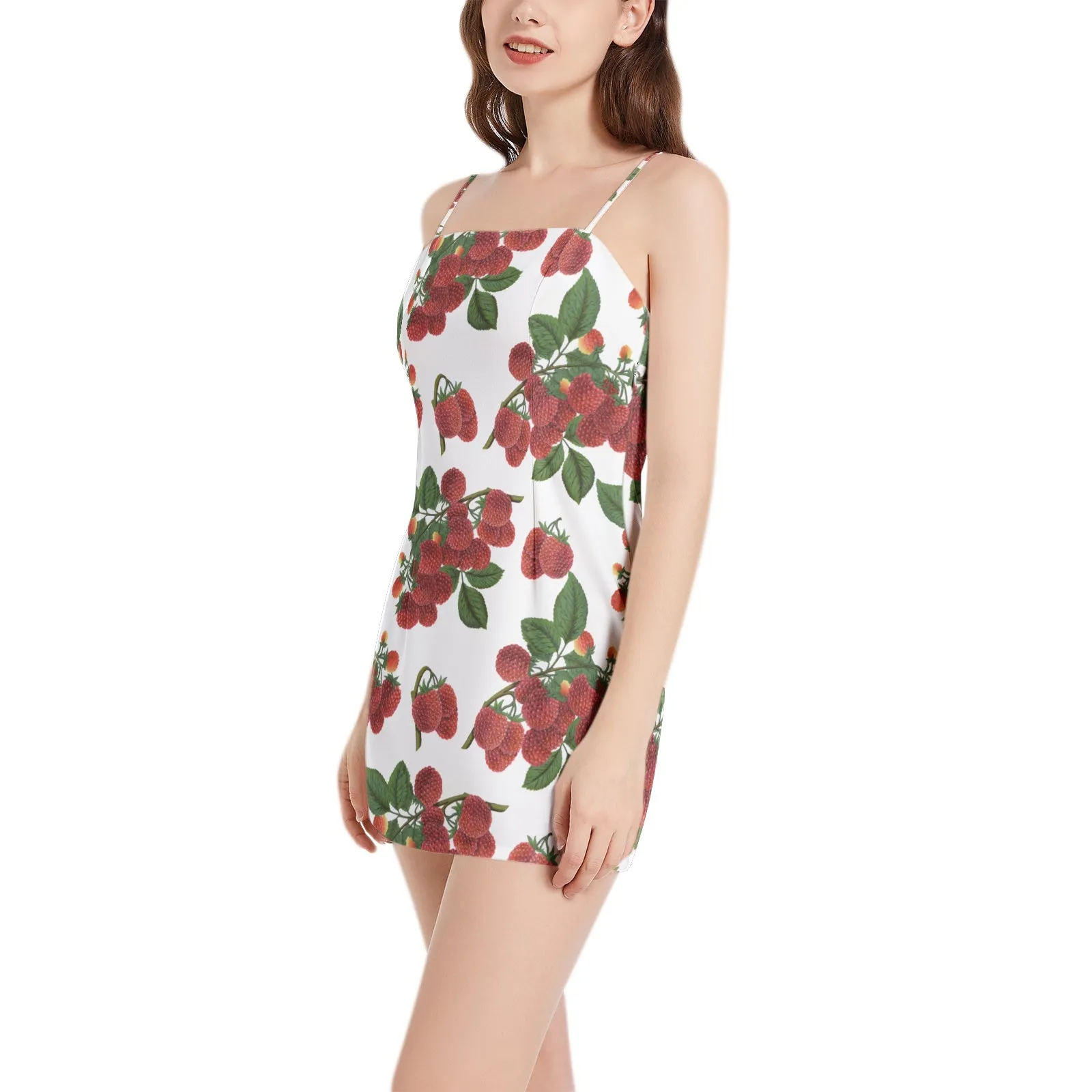 Colossal Raspberry Parfait Sleeveless Square Neckline Spaghetti Strap Mini Dress