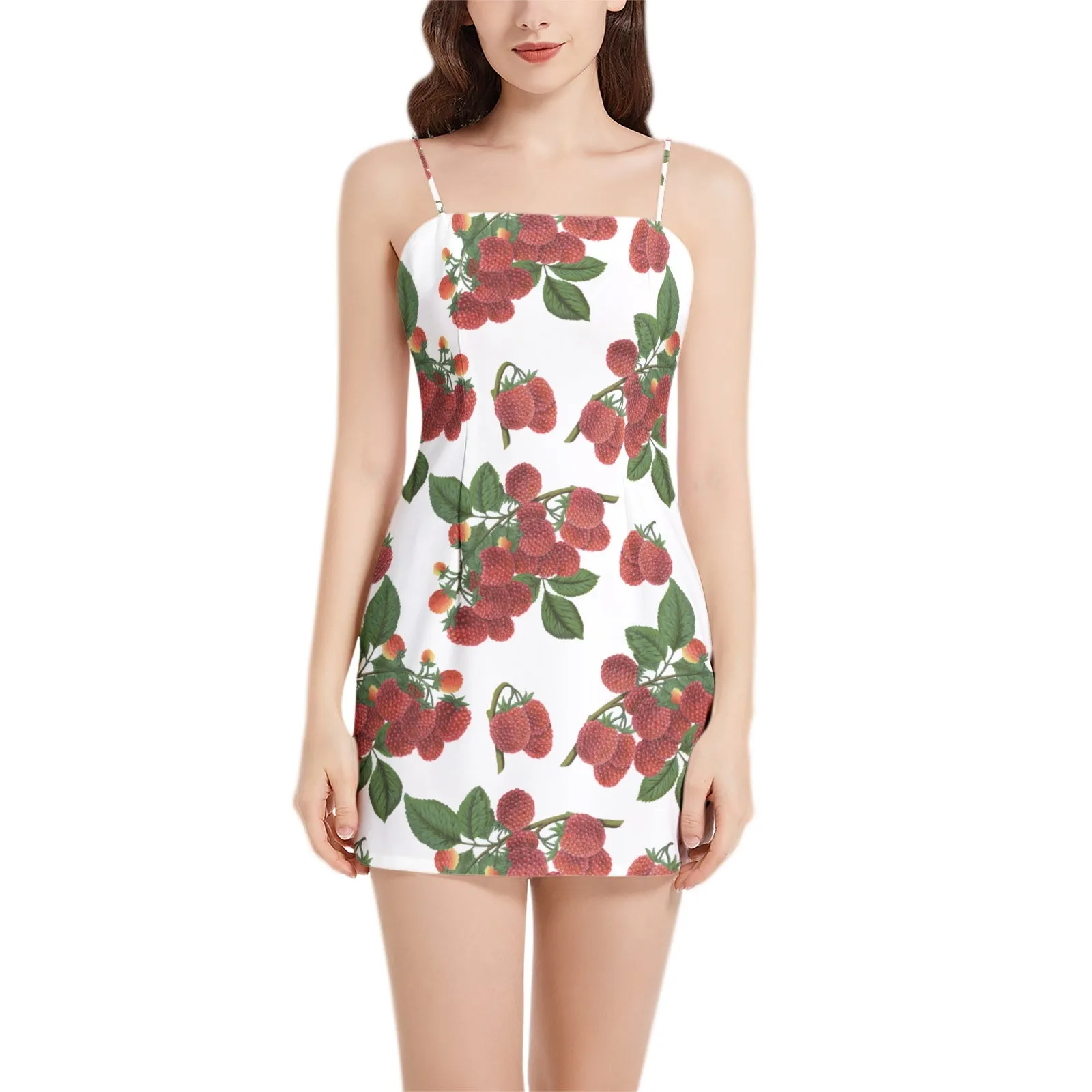 Colossal Raspberry Parfait Sleeveless Square Neckline Spaghetti Strap Mini Dress