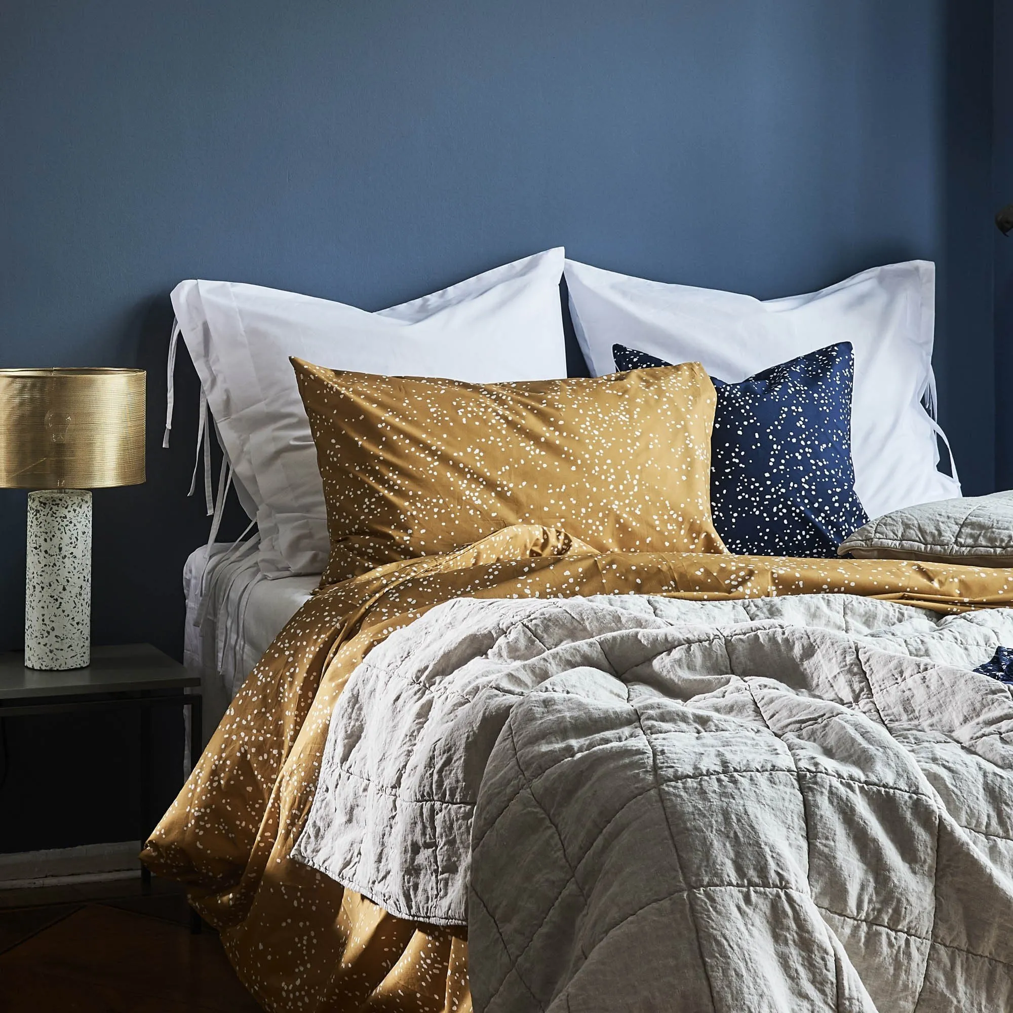 Connemara Percale Bedding [Mustard/White]