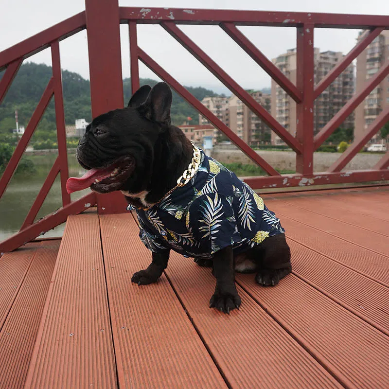 Cool Hawaiian Pineapple Print Summer Small Dog Shirt