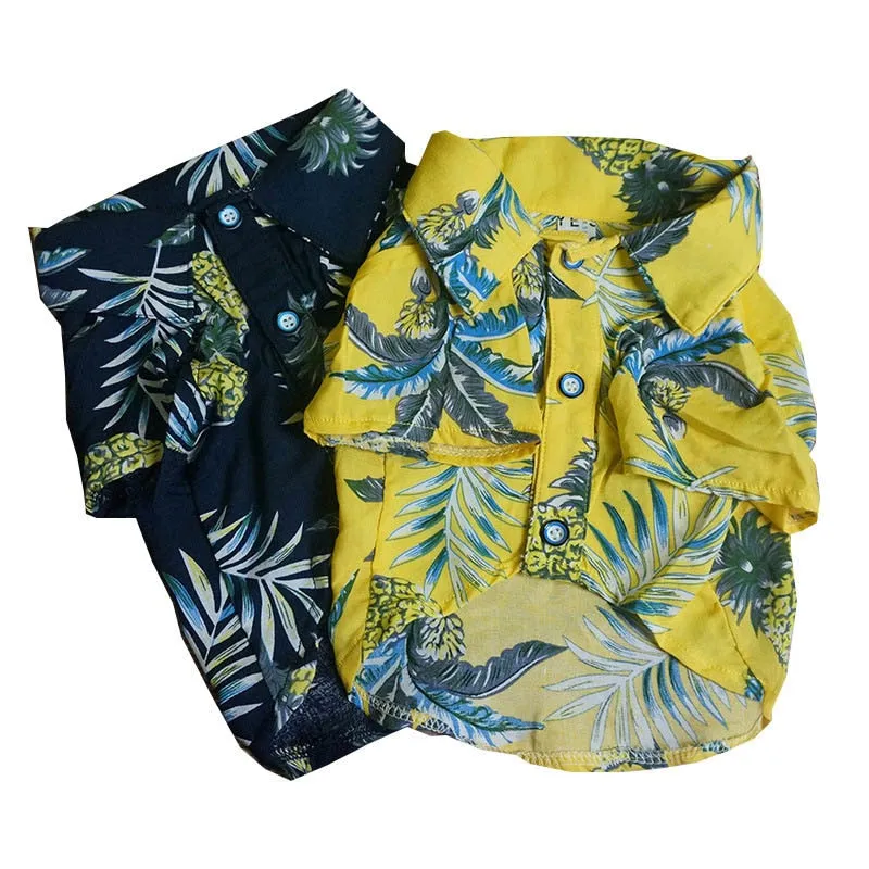 Cool Hawaiian Pineapple Print Summer Small Dog Shirt