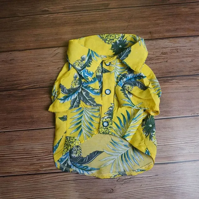 Cool Hawaiian Pineapple Print Summer Small Dog Shirt