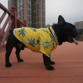 Cool Hawaiian Pineapple Print Summer Small Dog Shirt