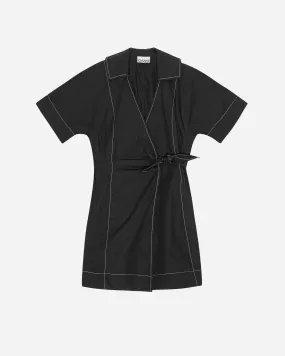 Cotton Poplin Wrap Mini Dress