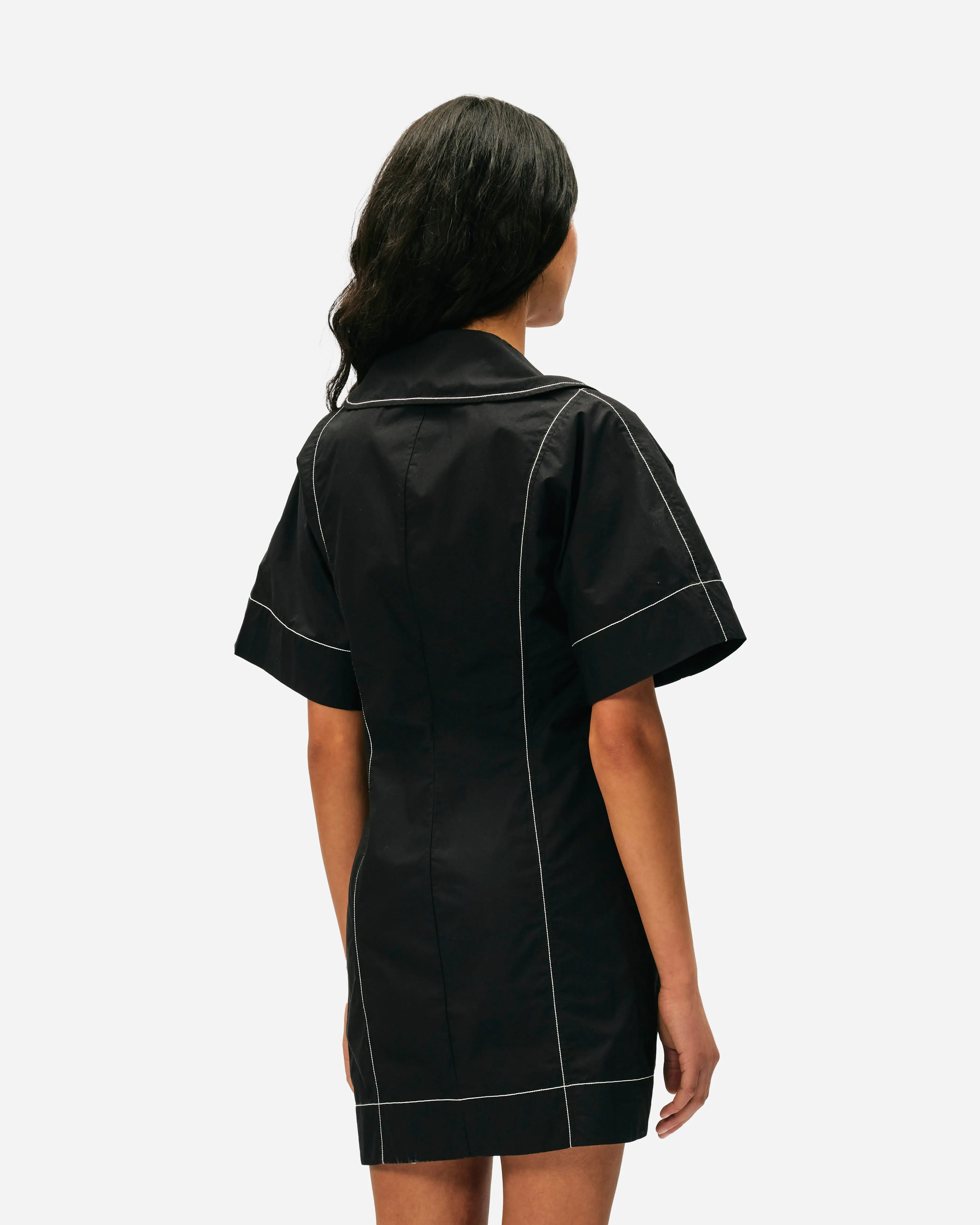 Cotton Poplin Wrap Mini Dress