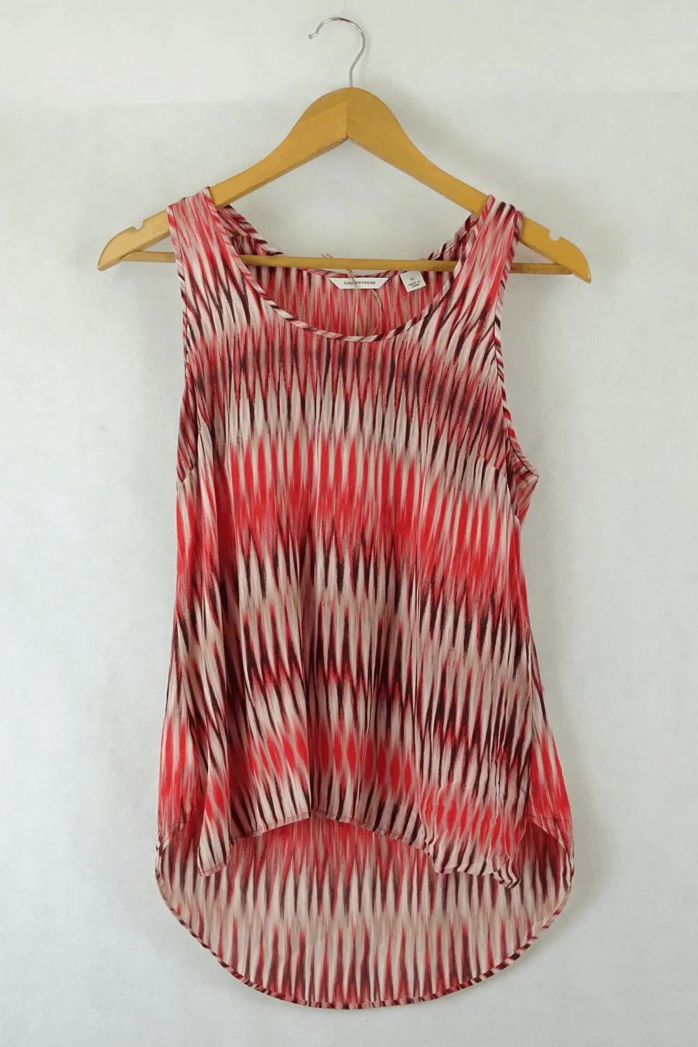 Country Road Patterned Red Top XS